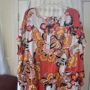 Chico's Red and Orange Floral Blouse